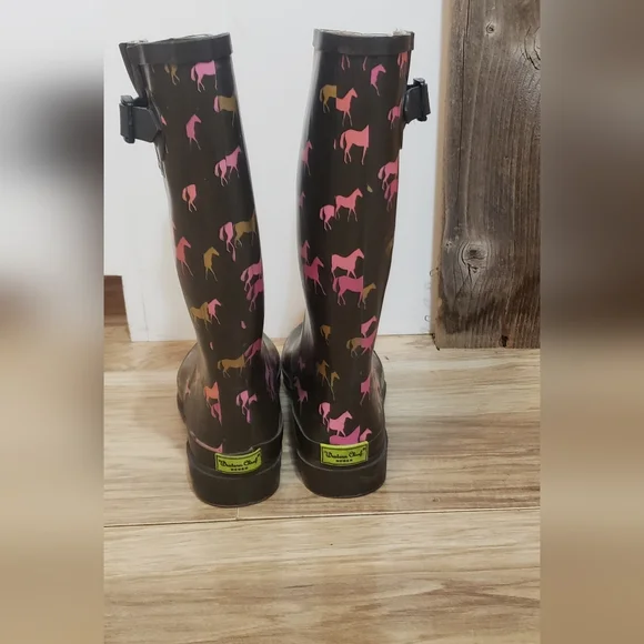 Horse Rain Boots Western Chief Tall HorsePattern Size Women 7 Equestrian Cowgirl - Picture 2 of 4